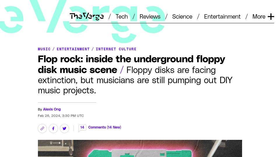 Screenshot of theverge.com: The floppy disk music scene