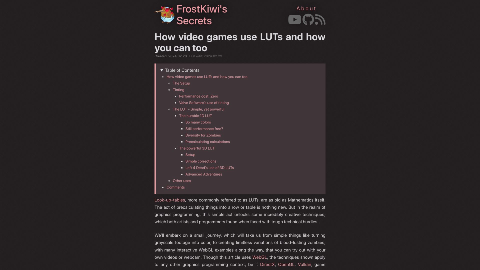 Screenshot of blog.frost.kiwi: How video games use lookup tables