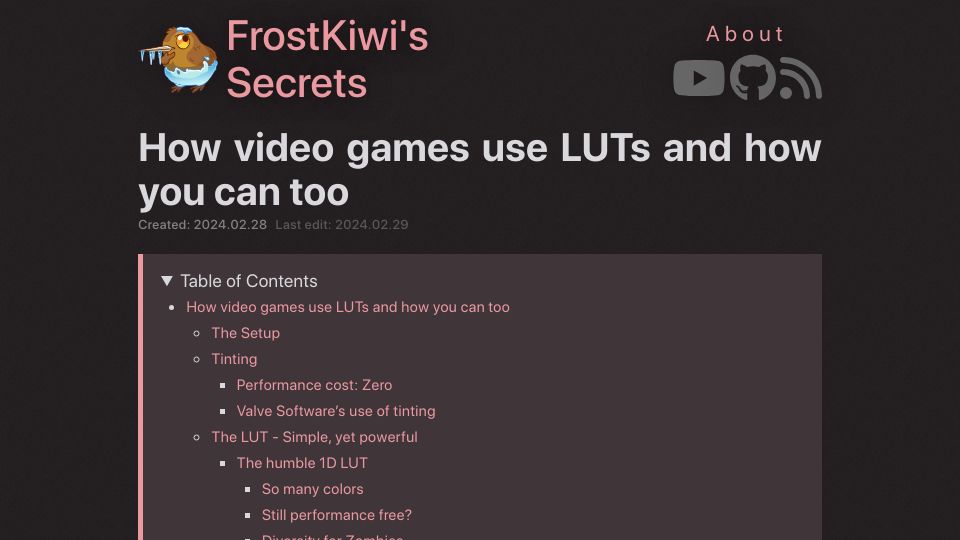 Screenshot of blog.frost.kiwi: How video games use lookup tables
