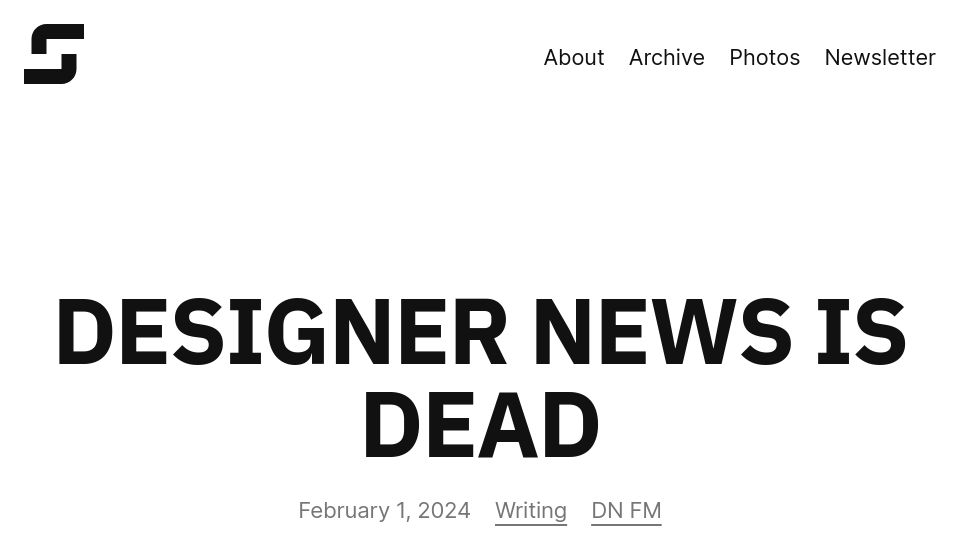 Screenshot of solomon.io: Designer News is dead