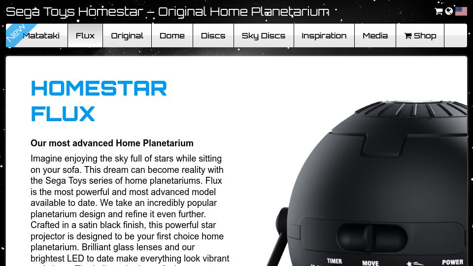 Screenshot of segatoys.space: Sega Flux: Home Planetarium