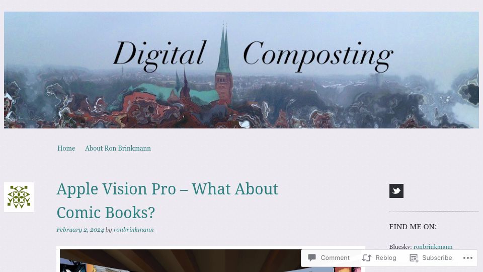 Screenshot of digitalcomposting.wordpress.com: Apple Vision Pro: What About Comic Books?