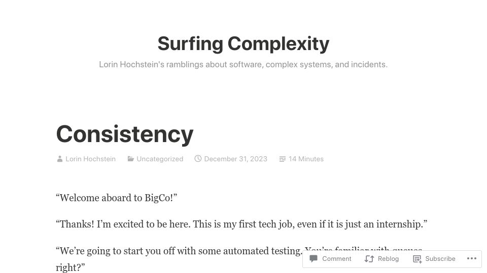 Screenshot of surfingcomplexity.blog: Consistency