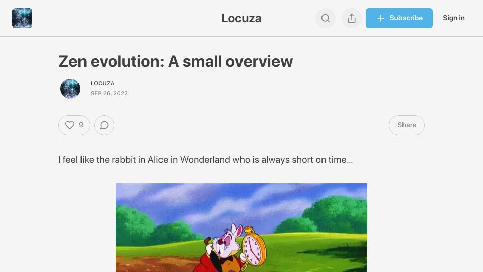 Screenshot of locuza.substack.com: Zen Evolution: A Small Overview (2022)