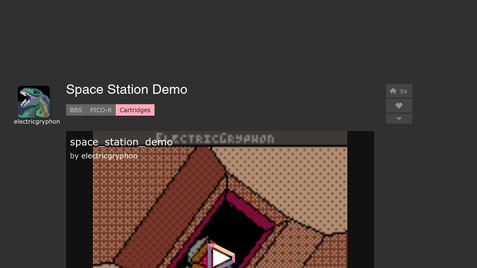 Screenshot of lexaloffle.com: Space Station Demo