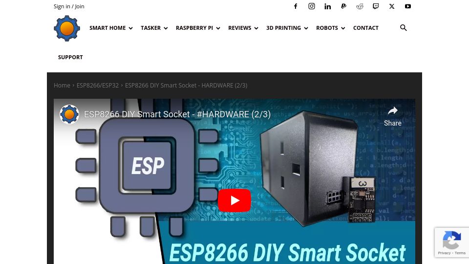 Screenshot of notenoughtech.com: ESP8266 DIY Smart Socket (2017)