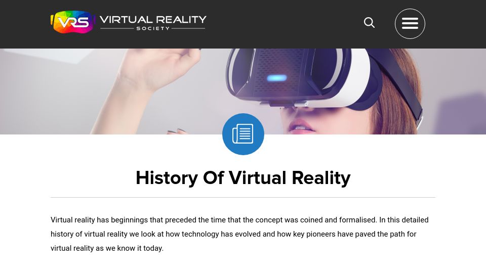 Screenshot of vrs.org.uk: History of Virtual Reality