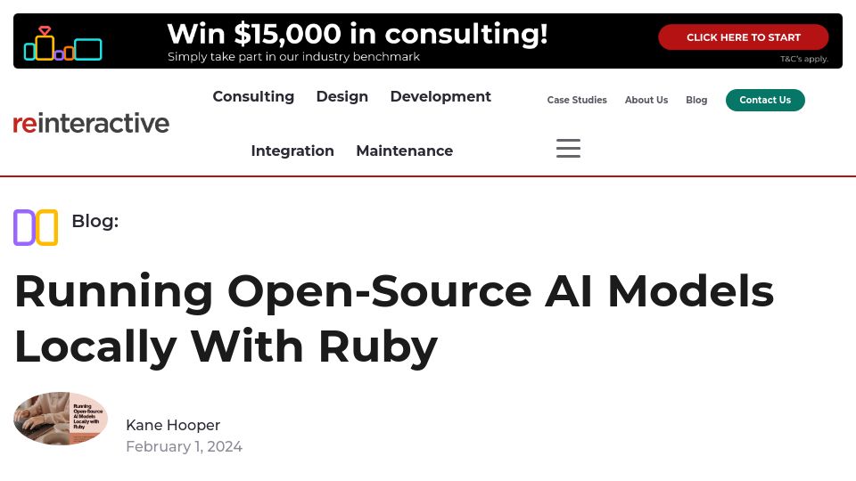 Screenshot of reinteractive.com: Running Open-Source AI Models Locally with Ruby