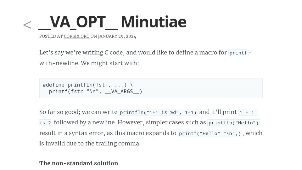 Screenshot of corsix.org: __VA_OPT__ Minutiae