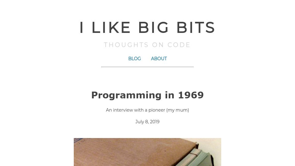 Screenshot of ilikebigbits.com: Programming in 1969
