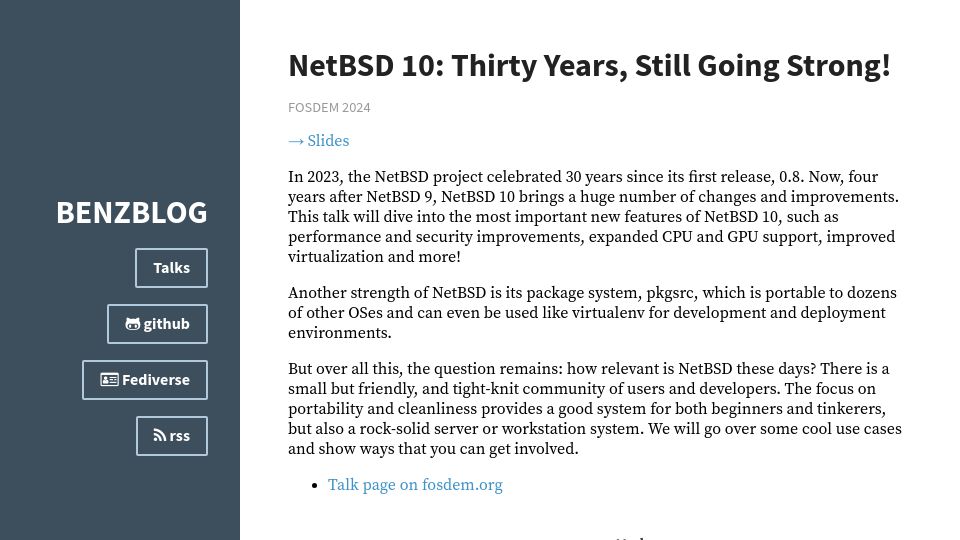 Screenshot of bentsukun.ch: NetBSD 10: Thirty Years, Still Going Strong