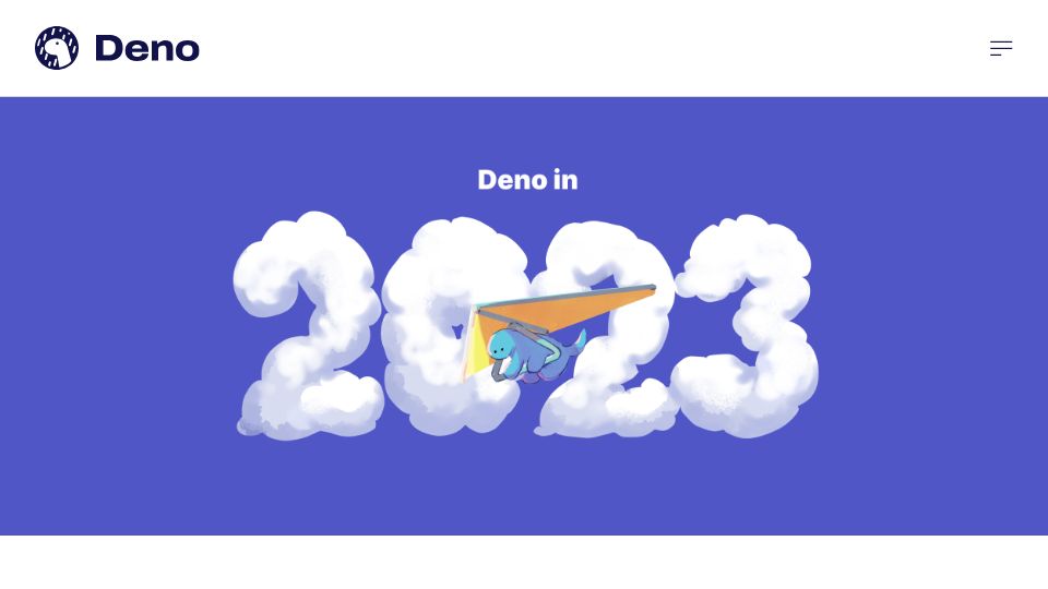 Screenshot of deno.com: Deno in 2023