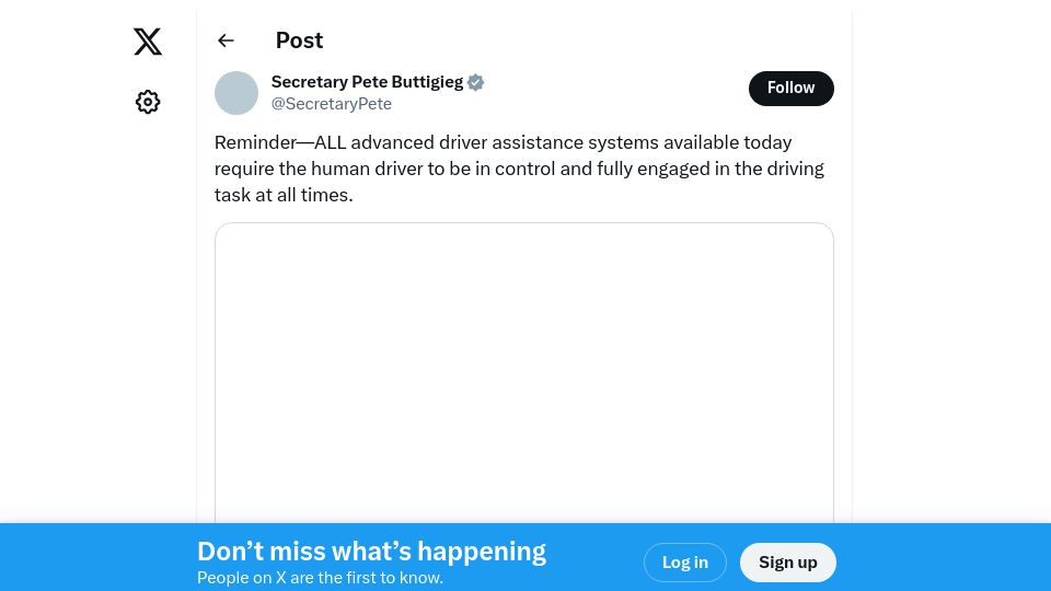Screenshot of twitter.com: Pete Buttigieg Viral Tesla Truck Driver with Apple Vision Pro