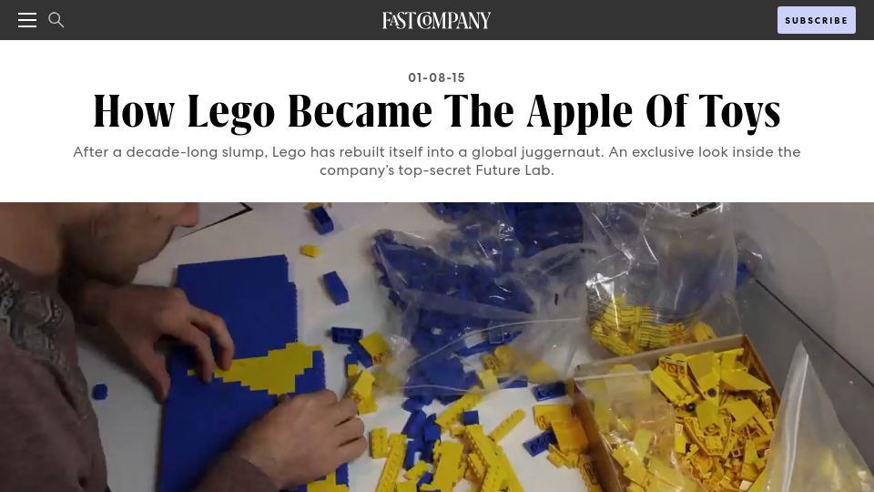Screenshot of fastcompany.com: How Lego Became the Apple of Toys (2015)