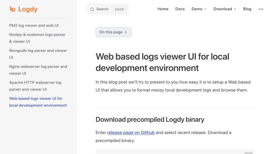 Screenshot of logdy.dev: Show HN: Logdy.dev – web based log viewer UI for local development environments