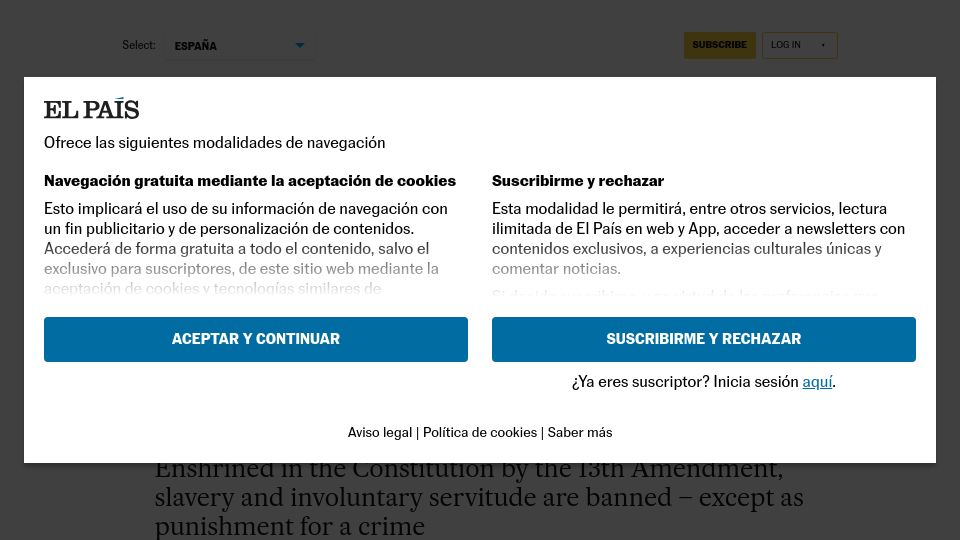 Screenshot of english.elpais.com: Prisoners in the US are part of a hidden workforce linked to popular food brands