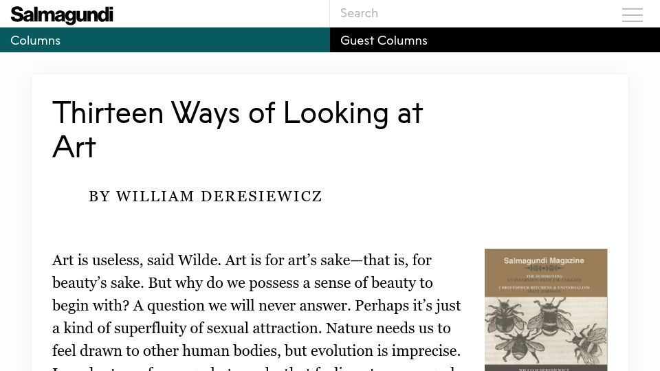 Screenshot of salmagundi.skidmore.edu: Thirteen Ways of Looking at Art