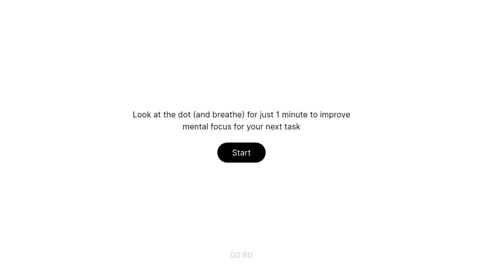 Screenshot of oneminutefocus.com: Show HN: Improve cognitive focus in 1 minute