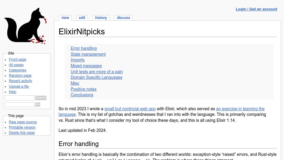 Screenshot of wiki.alopex.li: ElixirNitpicks