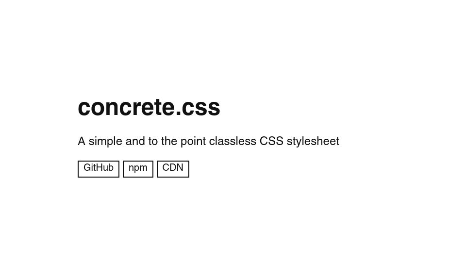 Screenshot of concrete.style: Concrete.css