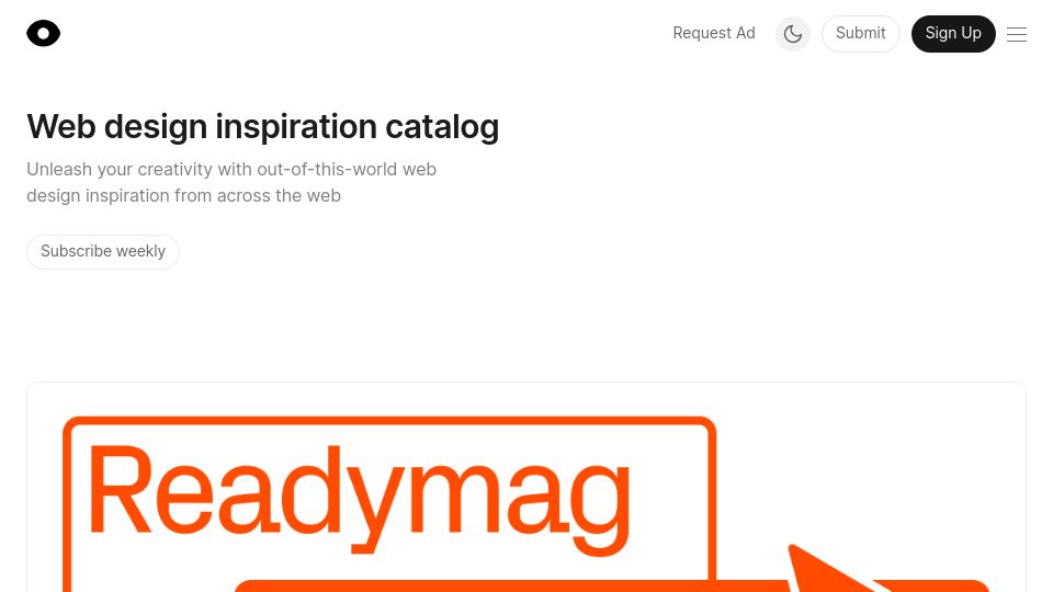 Screenshot of curated.design: Web design inspiration catalog