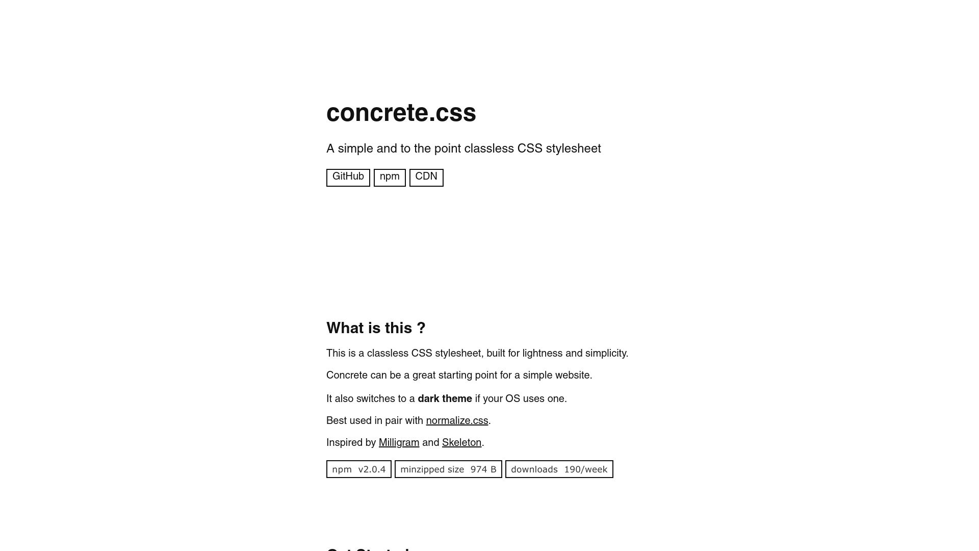 Screenshot of concrete.style: Concrete.css