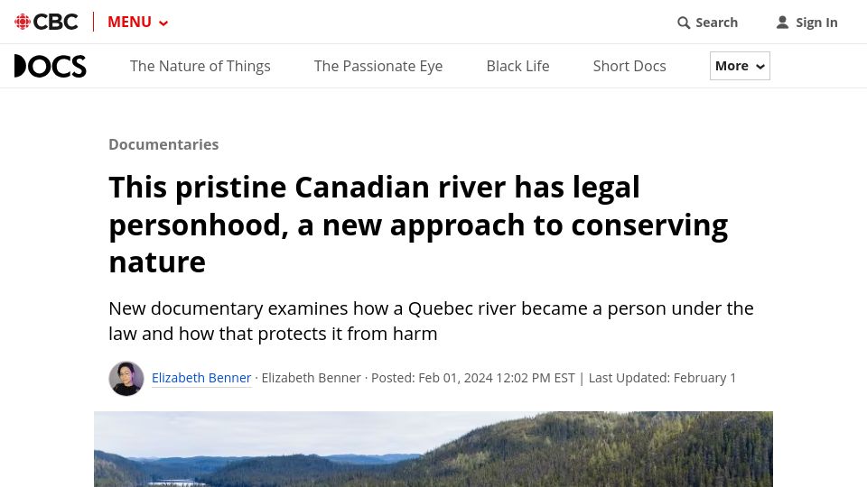 Screenshot of cbc.ca: I Am the Magpie River: How a Quebec river became a person under local law