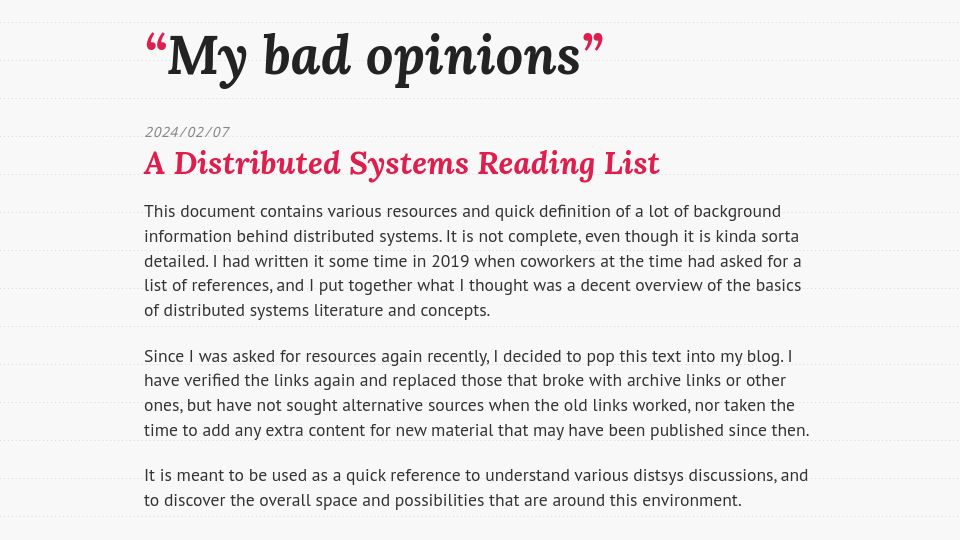 Screenshot of ferd.ca: A distributed systems reading list