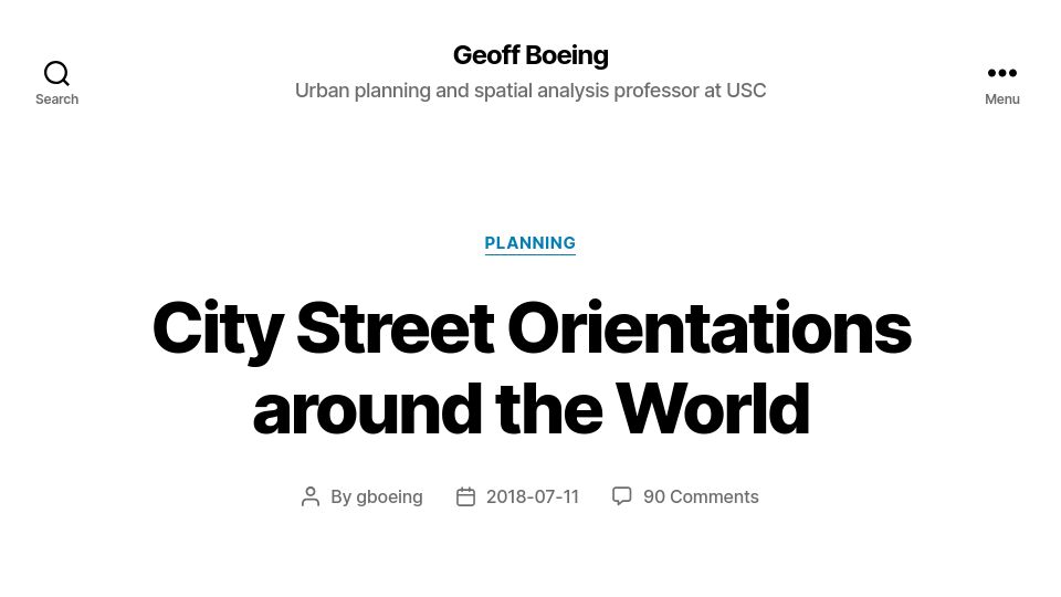 Screenshot of geoffboeing.com: City Street Orientations Around the World