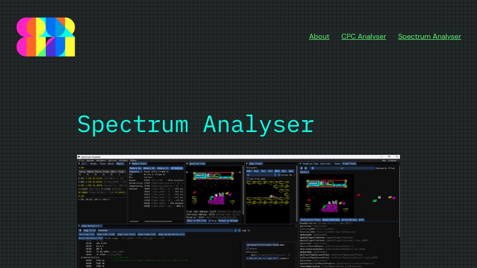 Screenshot of colourclash.co.uk: Spectrum Analyser, a Sinclair ZX Spectrum reverse engineering tool