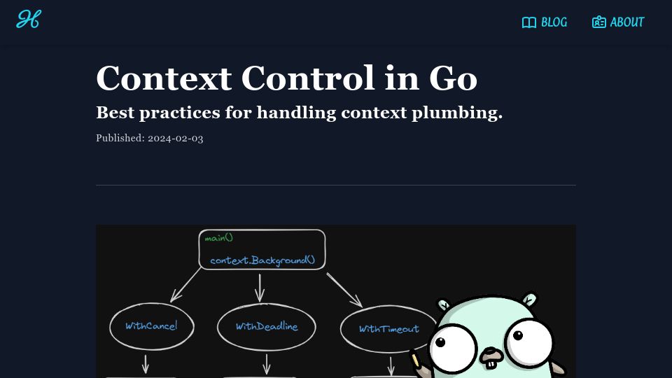 Screenshot of zenhorace.dev: Context Control in Go