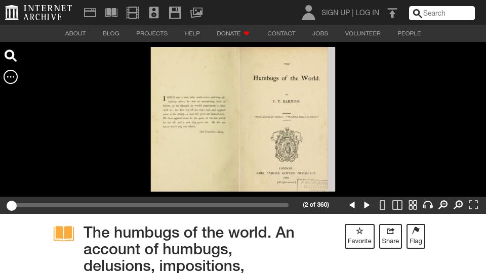 Screenshot of archive.org: The Humbugs of the World (1866)
