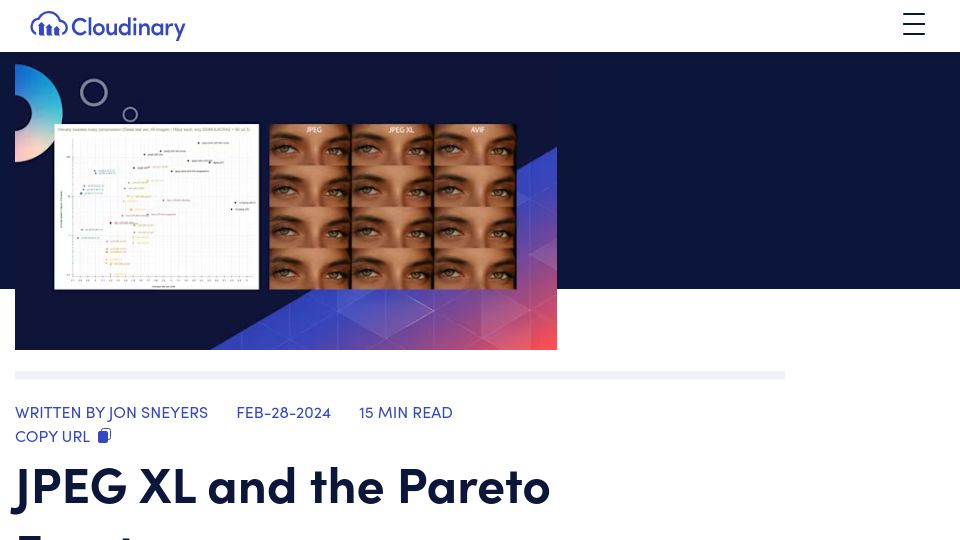 Screenshot of cloudinary.com: JPEG XL and the Pareto Front
