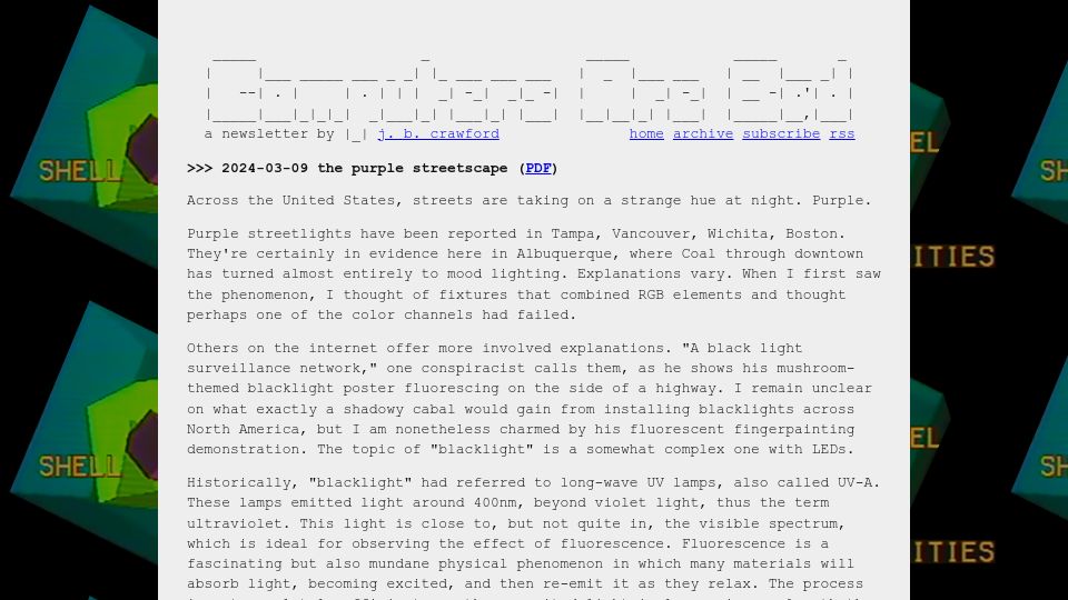 Screenshot of computer.rip: The Purple Streetscape