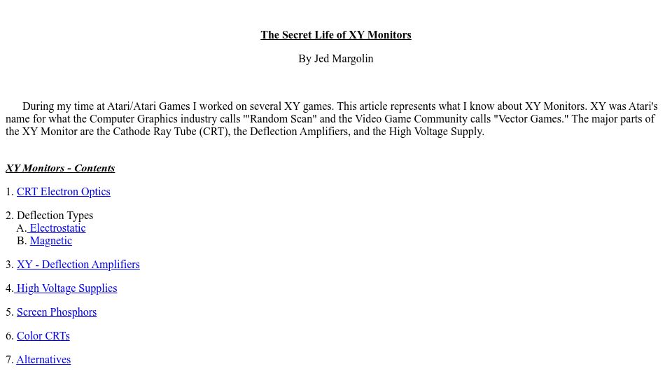 Screenshot of jmargolin.com: The Secret Life of XY Monitors (2001)