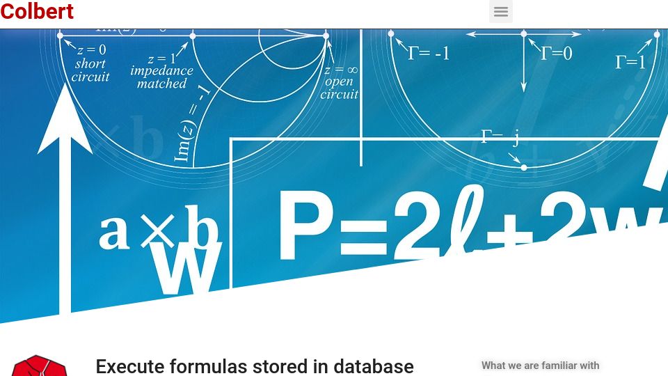 Screenshot of colbert.nl: Execute formulas stored in database fields with almost standard SQL