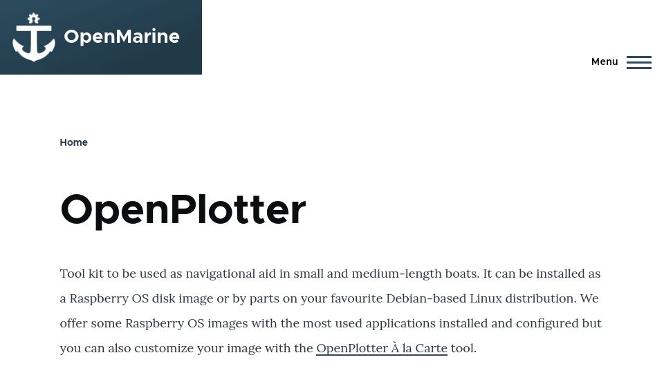 Screenshot of openmarine.net: OpenPlotter
