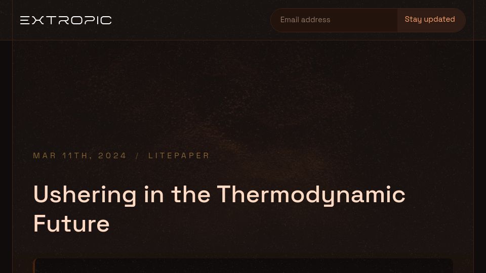 Screenshot of extropic.ai: What Extropic is building