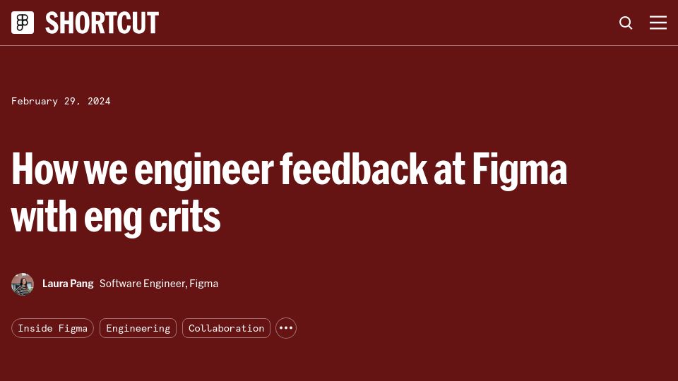 Screenshot of figma.com: How we engineer feedback at Figma with eng crits