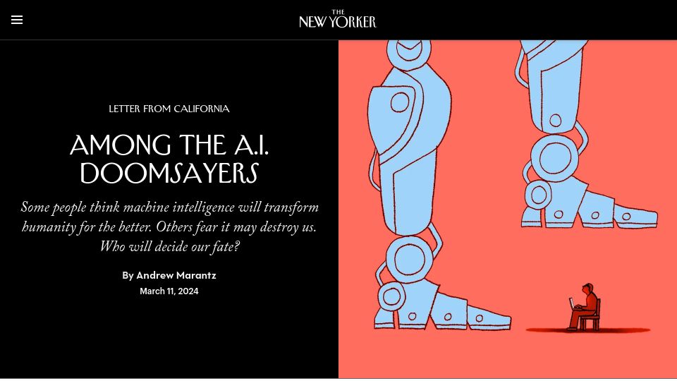 Screenshot of newyorker.com: Among the A.I. doomsayers