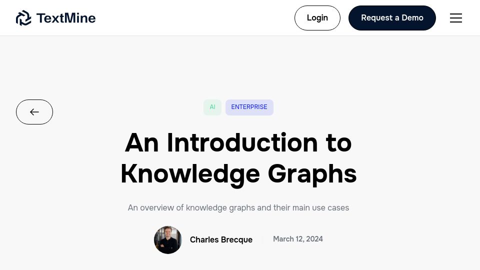 Screenshot of textmine.com: An Introduction to Knowledge Graphs