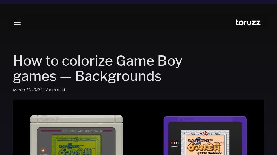 Screenshot of toruzz.com: How to colorize Game Boy games – Backgrounds