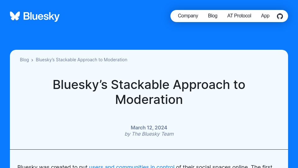 Screenshot of bsky.social: Bluesky's stackable approach to moderation