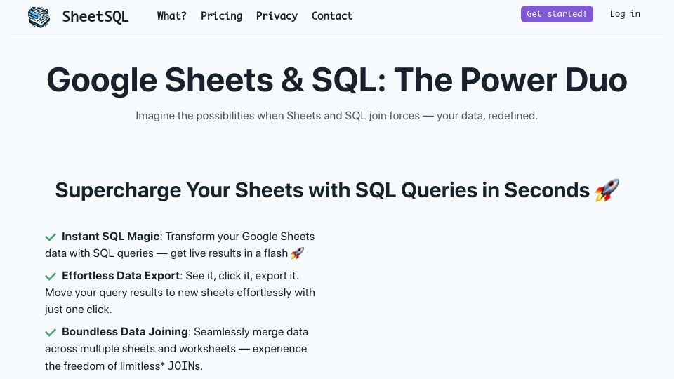 Screenshot of sheetsql.io: Show HN: Query Your Sheets with SheetSQL
