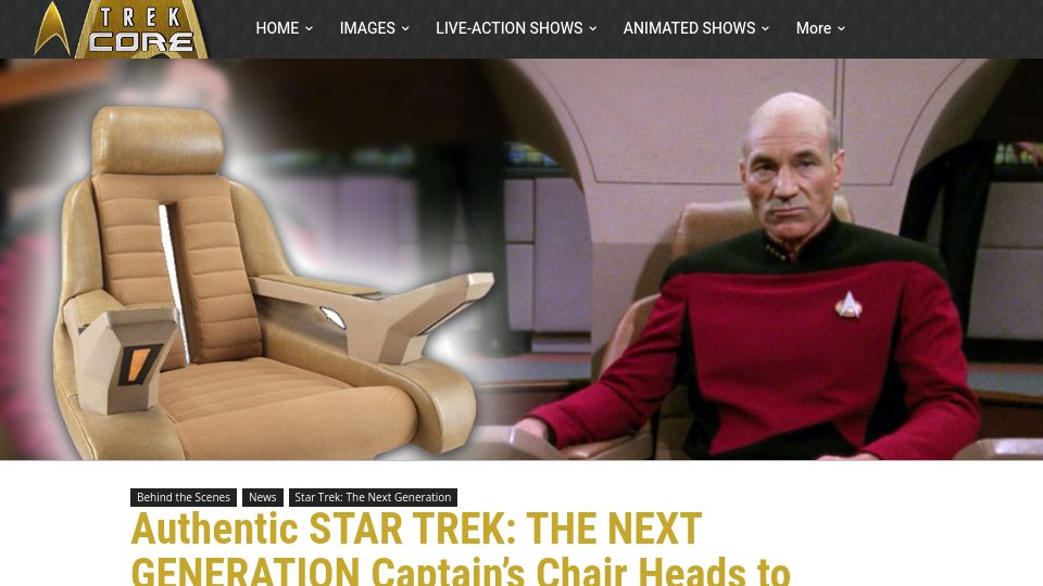 Screenshot of blog.trekcore.com: Star Trek TNG Captain's Chair Heads to Auction in March