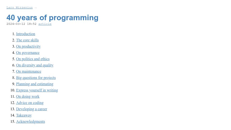 Screenshot of liw.fi: 40 Years of Programming