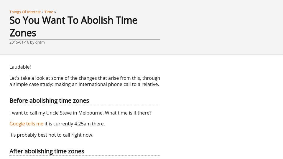 Screenshot of qntm.org: So you want to abolish time zones (2015)