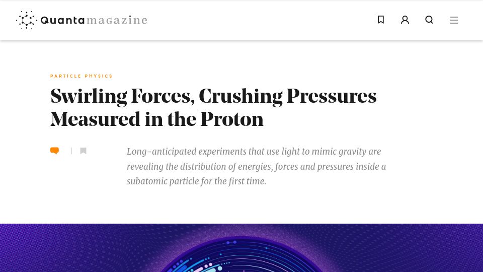 Screenshot of quantamagazine.org: Swirling Forces, Crushing Pressures Measured in the Proton