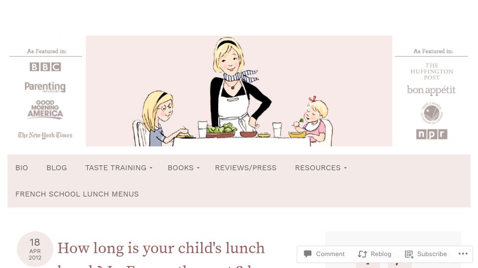 Screenshot of karenlebillon.com: School lunch breaks in France can be two hours (2012)