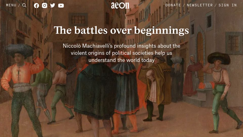 Screenshot of aeon.co: The Battles over Beginnings